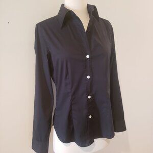 Cotton Tailored Black Button up Blouse